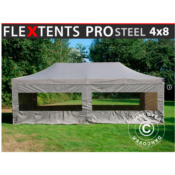 FleXtents PRO Steel 4x8m inkl 6st sidovggar