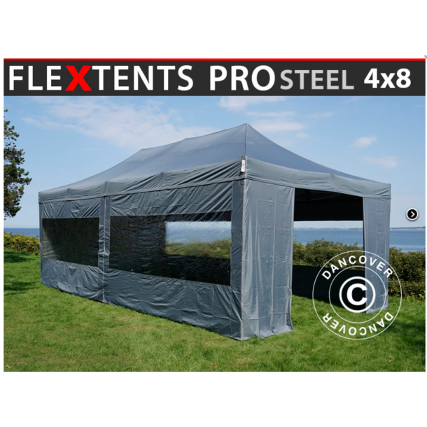 FleXtents PRO Steel 4x8m inkl 6st sidovggar
