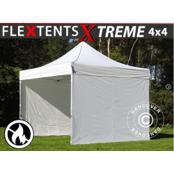 Snabbtlt FleXtents Extreme 4x4m inkl 4st sidovggar, Flamhmmande
