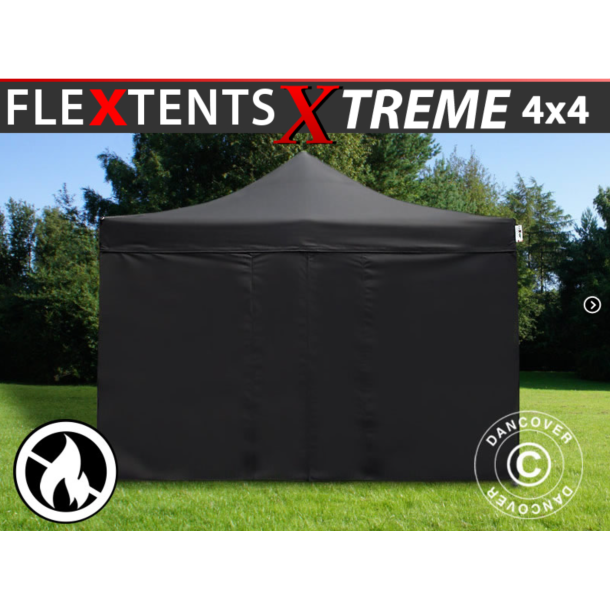 Snabbtlt FleXtents Extreme 4x4m inkl 4st sidovggar, Flamhmmande