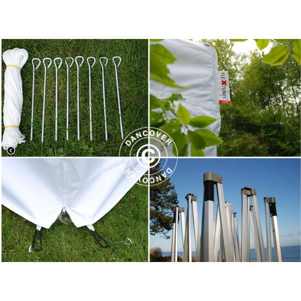 Snabbtlt FleXtents Extreme 4x4m inkl 4st sidovggar, Flamhmmande