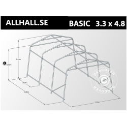 Garagetlt Basic 3,3x4,8x2,4m PE, Gr