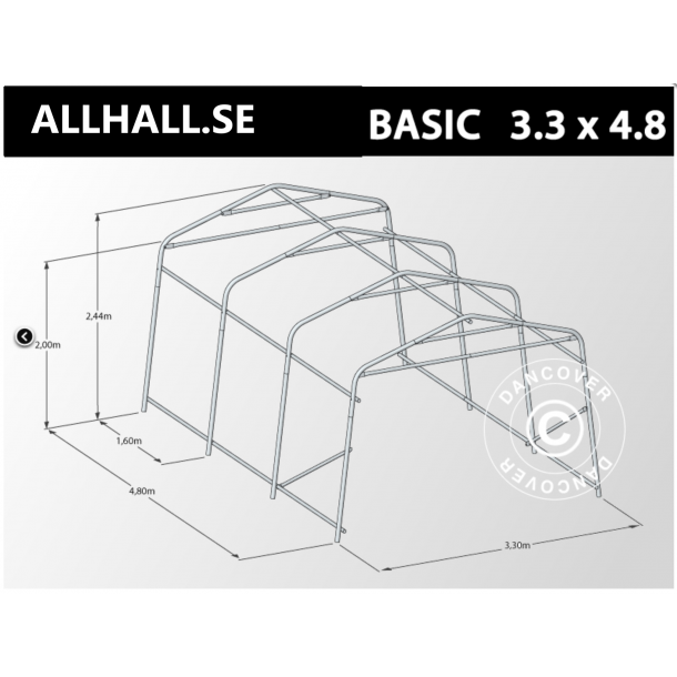 Garagetlt Basic 3,3x4,8x2,4m PE, Gr