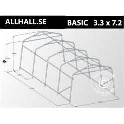 Garagetlt Basic 3,3x7,2x2,4m PE, Gr