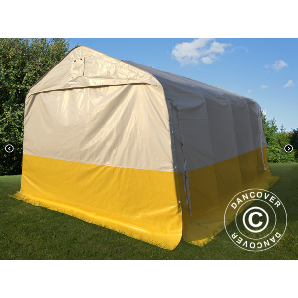 Garagetlt - Arbetstlt PRO 3,6x4,8x2,68m PVC 500g, Vit/Gul, Flamsker