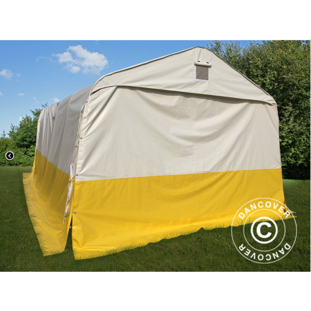 Frvaringstlt - Arbetstlt PRO 3,6 x 6,0 x 2,68m PVC, Vit/Gul, Flamsker