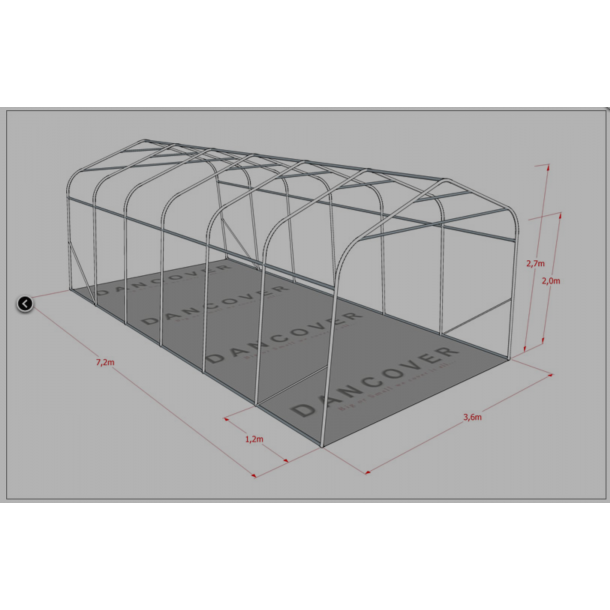 Garagetlt PRO 3,6x7,2x2,68m PE 300g med golvduk, Gr