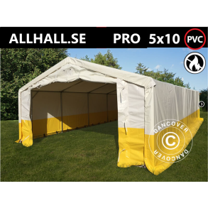 Lagertlt - Arbetstlt PRO 5x10x2x3,39m PVC 500g, Vit/Gul, Flamsker