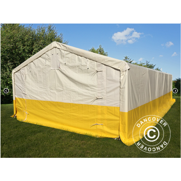 Lagertlt - Arbetstlt PRO 5x10x2x3,39m PVC 500g, Vit/Gul, Flamsker