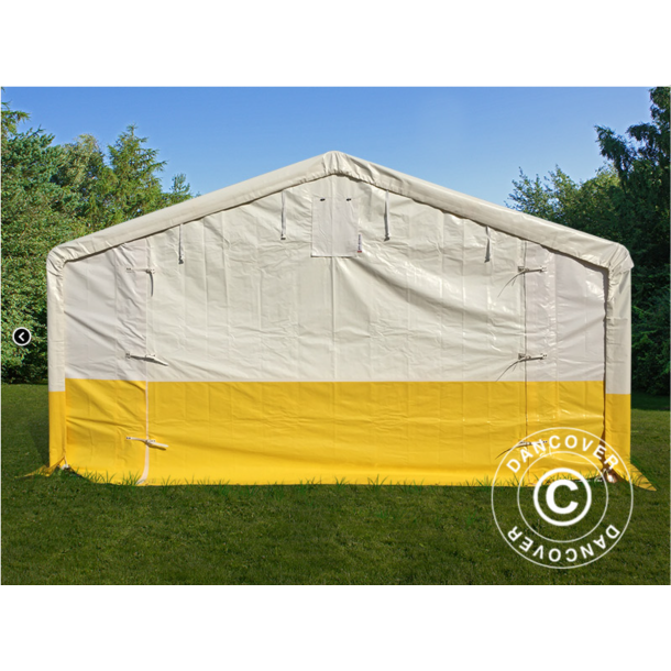 Lagertlt - Arbetstlt PRO 5x10x2x3,39m PVC 500g, Vit/Gul, Flamsker