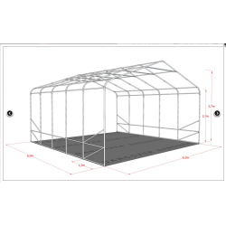 Lagertlt PRO 7x7x2,6x3,8m PE 300g, Gr