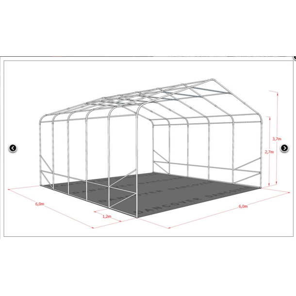 Lagertlt PRO 7x7x2,6x3,8m PE 300g, Gr