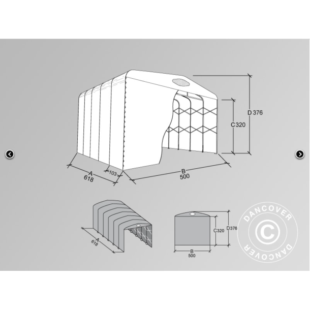 Lagertlt MaxiBox 5x6,18x3,76m, PVC 550g, Gr