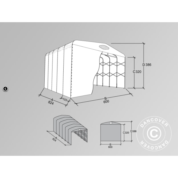Lagertlt MaxiBox 6x8,24x3,86m, PVC 550g, Gr