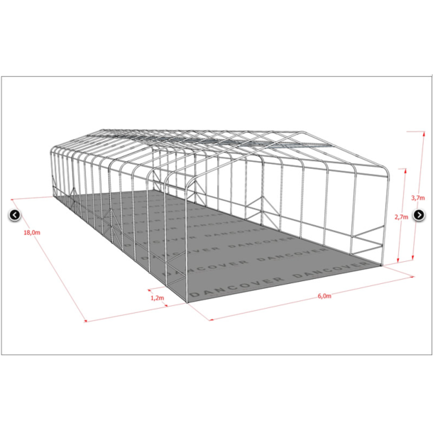 Lagertlt PRO 6x18x3,7m PVC 600g med takpanel