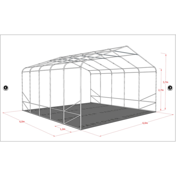 Lagertlt PRO 6x6x3,7m PVC 600g