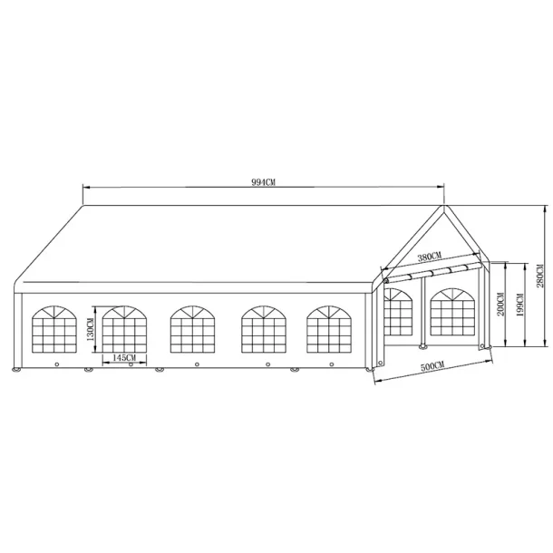 Partyt�lt 5x10m PE 500 BASIC, Vit