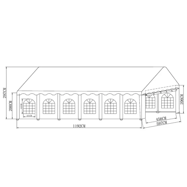 Partyt�lt 6x12m PVC 700 Basic, Vit