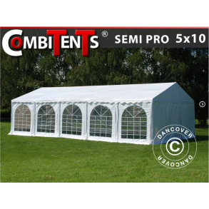 Partytlt Semi PRO PLUS CombiTents 5x10m, 3-i-1, Vit