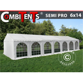 Partytlt Semi PRO PLUS Combitents 6x14m, 5-i-1, Vit