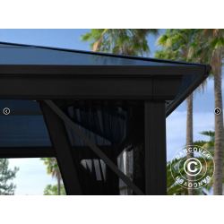 Paviljong Santa Barbera med gardiner och myggnt 4x4m, Svart