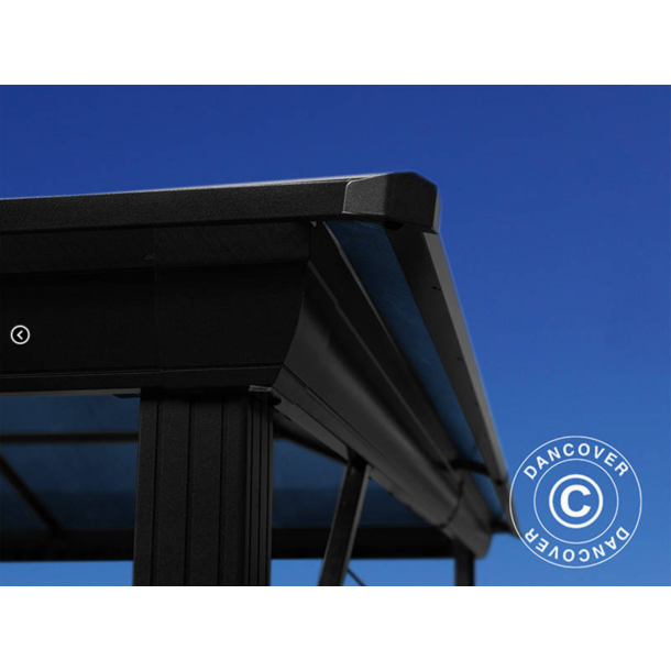 Paviljong Santa Barbera med gardiner och myggnt 4x4m, Svart