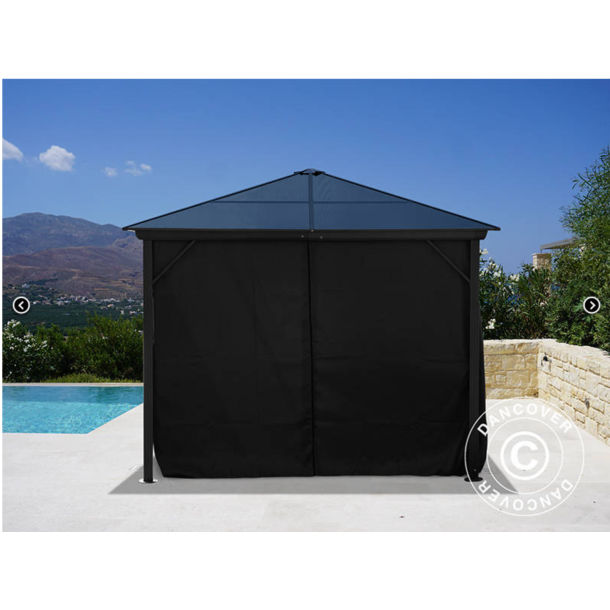 Paviljong Santa Barbera med gardiner och myggnt 4x4m, Svart