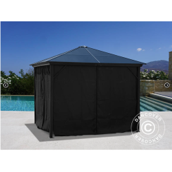 Paviljong Santa Barbera med gardiner och myggnt 4x4m, Svart