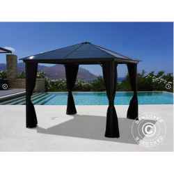 Paviljong Santa Barbera med gardiner och myggnt 4x4m, Svart