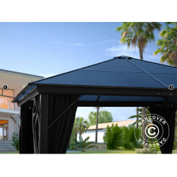 Paviljong Santa Barbera med gardiner och myggnt 4x4m, Svart