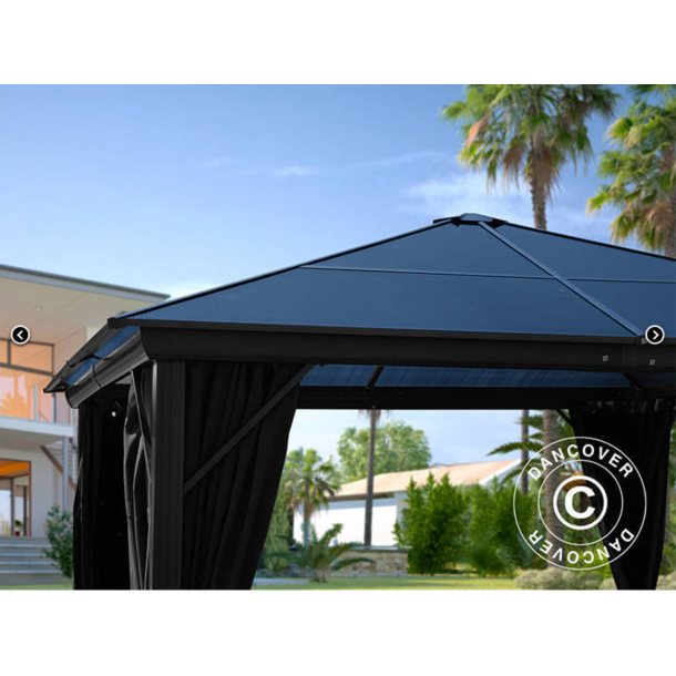 Paviljong Santa Barbera med gardiner och myggnt 4x4m, Svart