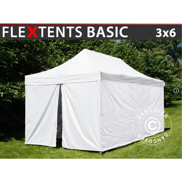 FleXtents Basic 3x6m V.3 "Sjuktlt" inkl 6st sidovggar, Vit