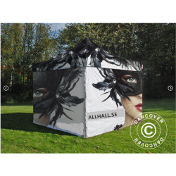 Flextents PRO 3x3m med fullt digitalt tryck inkl 4st sidovggar, Vit