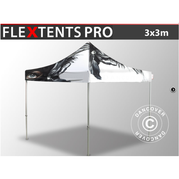 Flextents PRO 3x3m med fullt digitalt tryck, Vit