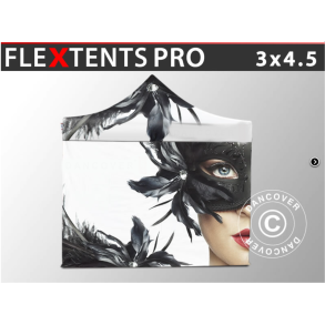 Flextents PRO 3x4,5m med fullt digitalt tryck inkl 4st sidovggar, Vit