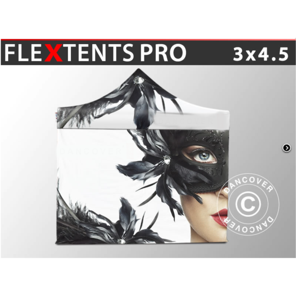 Flextents PRO 3x4,5m med fullt digitalt tryck inkl 4st sidovggar, Vit