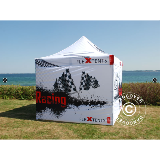 Flextents PRO 3x4,5m med fullt digitalt tryck inkl 4st sidovggar, Vit