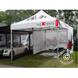 Flextents PRO 3x4,5m med fullt digitalt tryck inkl 4st sidovggar, Vit