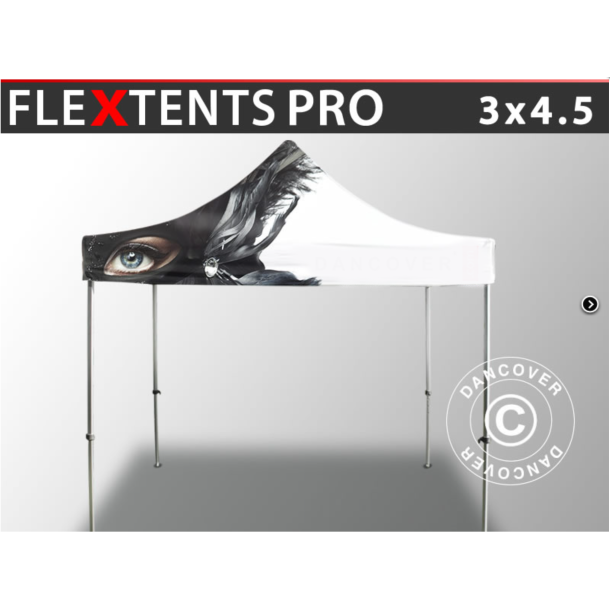 Flextents PRO 3x4,5m med fullt digitalt tryck, Vit