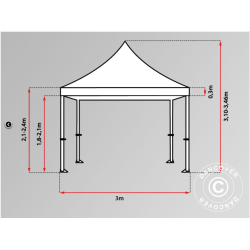FleXtents PRO 3x6m "Beskartlt," inkl 6st sidovggar och 1st skiljevgg