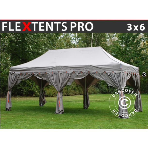 Flextents PRO 3x6m "Raj" inkl. 6st dekorativa hrngardiner