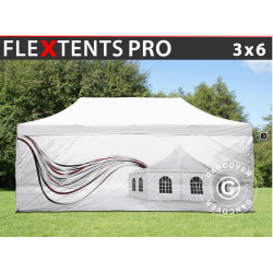 Flextents PRO 3x6m med fullt digitalt tryck inkl 6st sidovggar, Vit