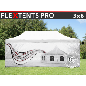 Flextents PRO 3x6m med fullt digitalt tryck inkl 6st sidovggar, Vit