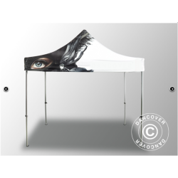 Flextents PRO 3x6m med fullt digitalt tryck inkl 6st sidovggar, Vit