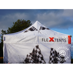 Flextents PRO 3x6m med fullt digitalt tryck inkl 6st sidovggar, Vit