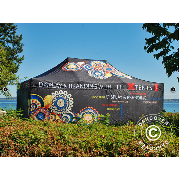 Flextents PRO 3x6m med fullt digitalt tryck inkl 6st sidovggar, Vit