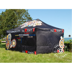 Flextents PRO 3x6m med fullt digitalt tryck inkl 6st sidovggar, Vit