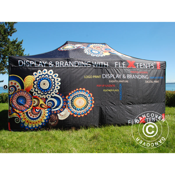 Flextents PRO 3x6m med fullt digitalt tryck inkl 6st sidovggar, Vit