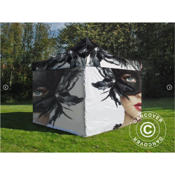 Flextents PRO 3x6m med fullt digitalt tryck inkl 6st sidovggar, Vit
