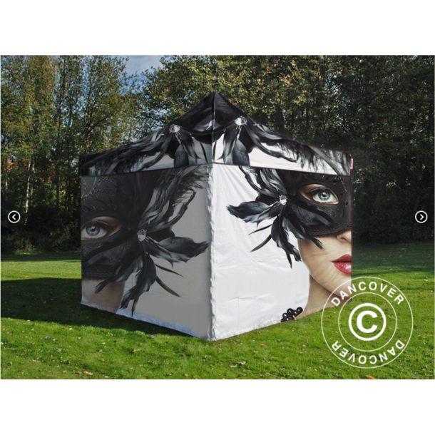Flextents PRO 3x6m med fullt digitalt tryck inkl 6st sidovggar, Vit